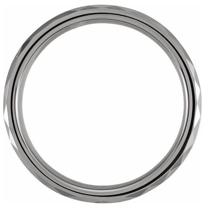 Tungsten 6 mm Beveled Faceted Band Size 9