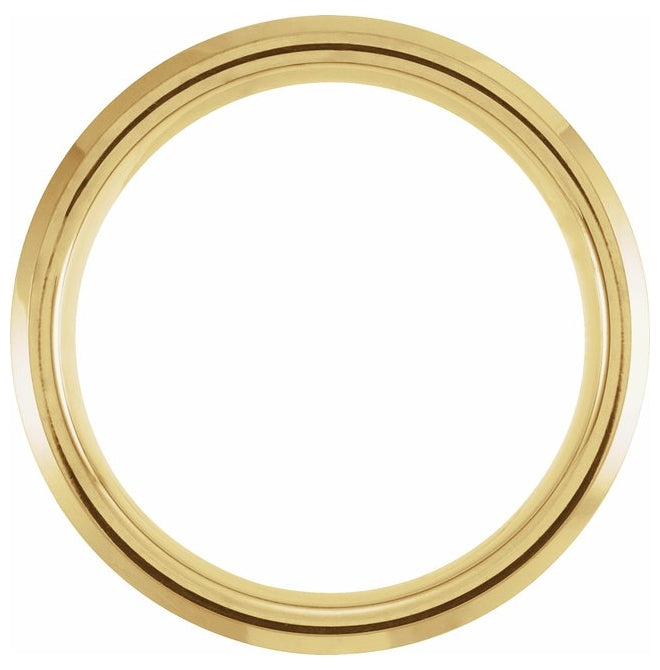 18K Yellow Gold PVD Tungsten 8 mm Beveled-Edge Walnut Wood Inlay Comfort-Fit Band Size 8.5