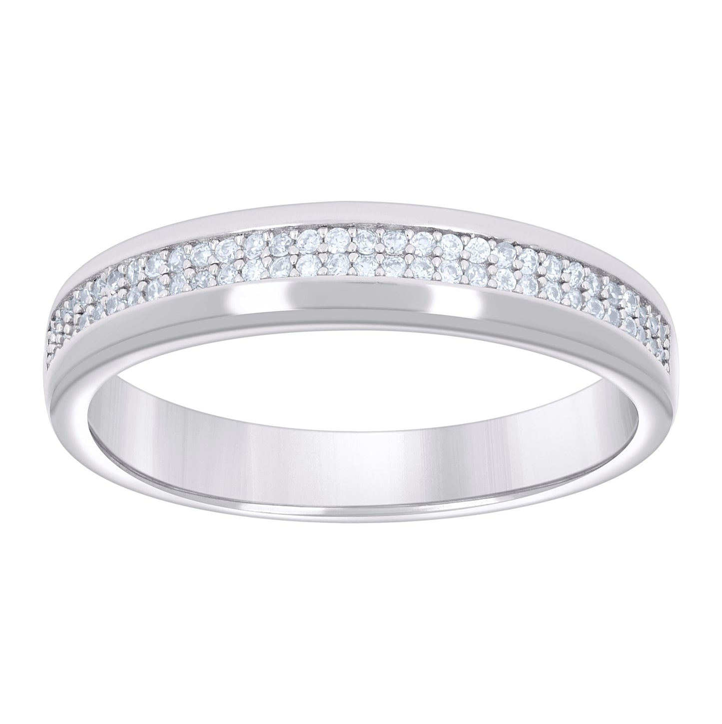 Sterling Silver Men's Cubic-Zirconia Fashion Bridal Anniversary Engagement Wedding Band Ring