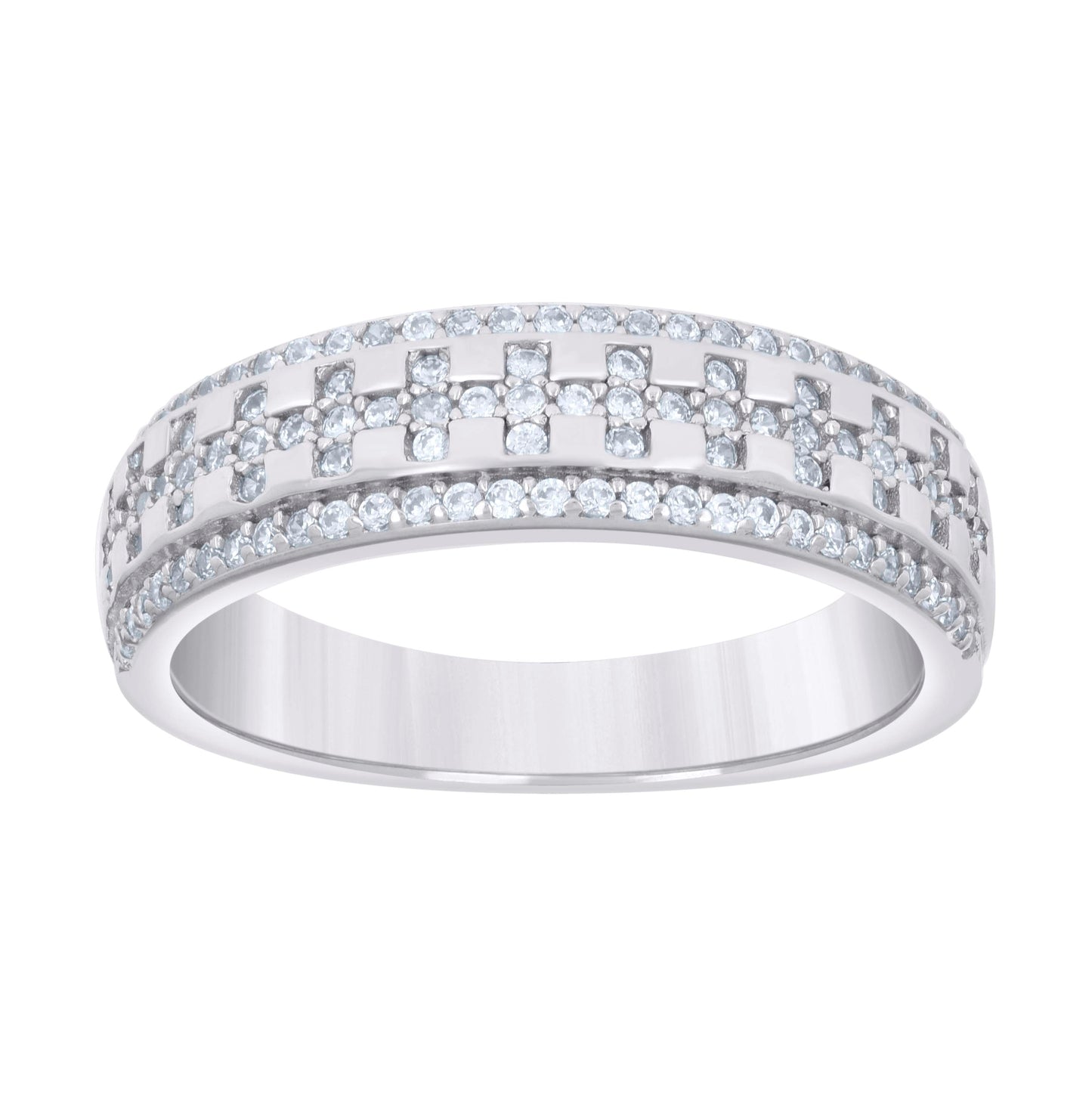 Sterling Silver Men's Cubic-Zirconia Fashion Bridal Anniversary Engagement Wedding Band Ring