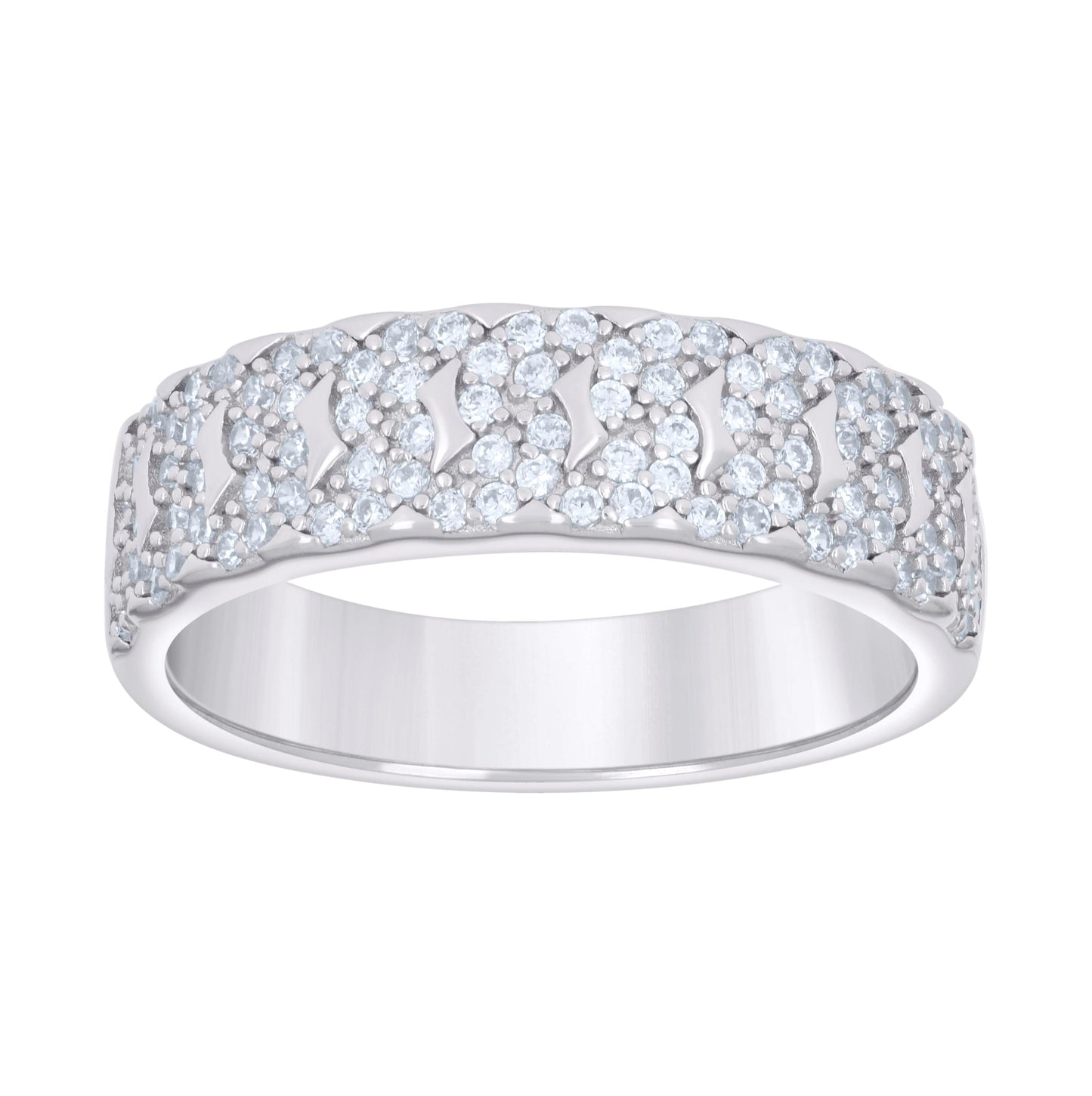 Sterling Silver Men's Cubic-Zirconia Fashion Bridal Anniversary Engagement Wedding Band Ring
