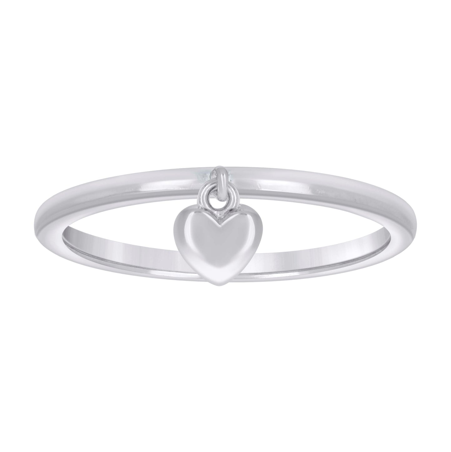 Sterling Silver Womens Heart Dangle Bridal Anniversary Wedding Engagement Band Ring