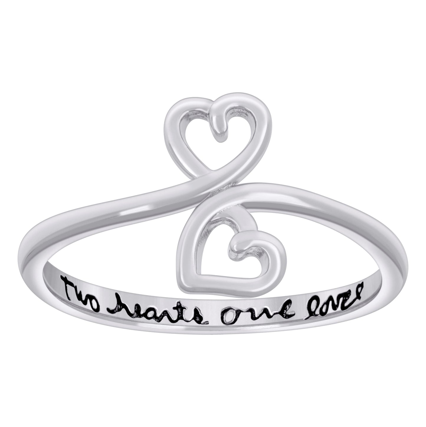 Sterling Silver Womens Enameled Two Hearts One Love Hearts Bridal Anniversary Wedding Engagement Band Ring
