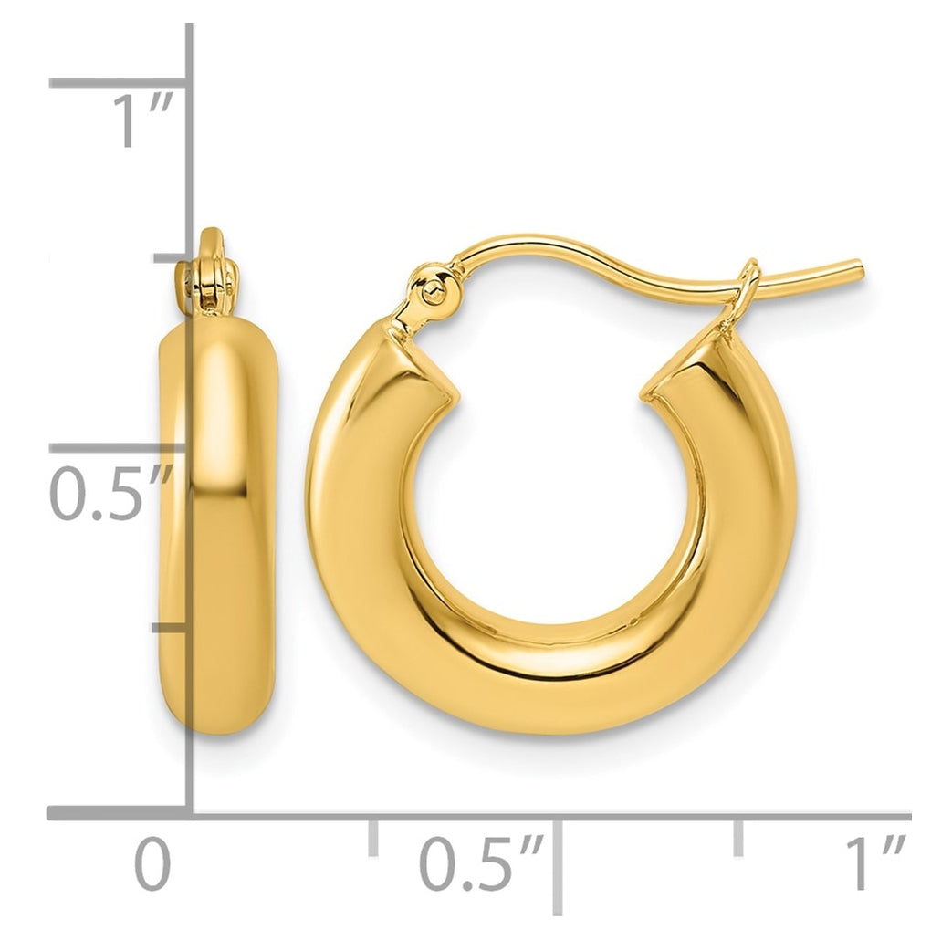 10k Yellow 4mm x 17mm Polished Hoop Earrings