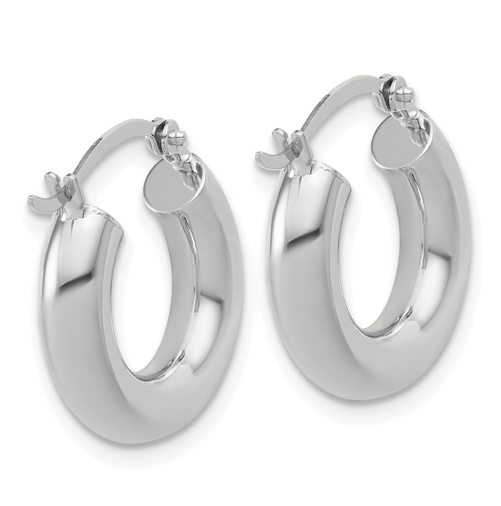 10k White Gold Polished 4mm x 17mm Tube Hoop Earrings