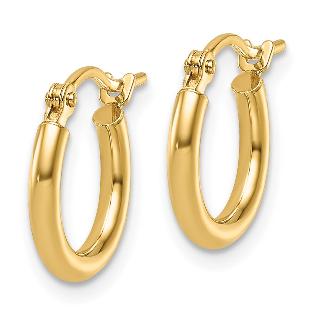 10k Yellow Gold 2x12mm Polished Hoop Earrings