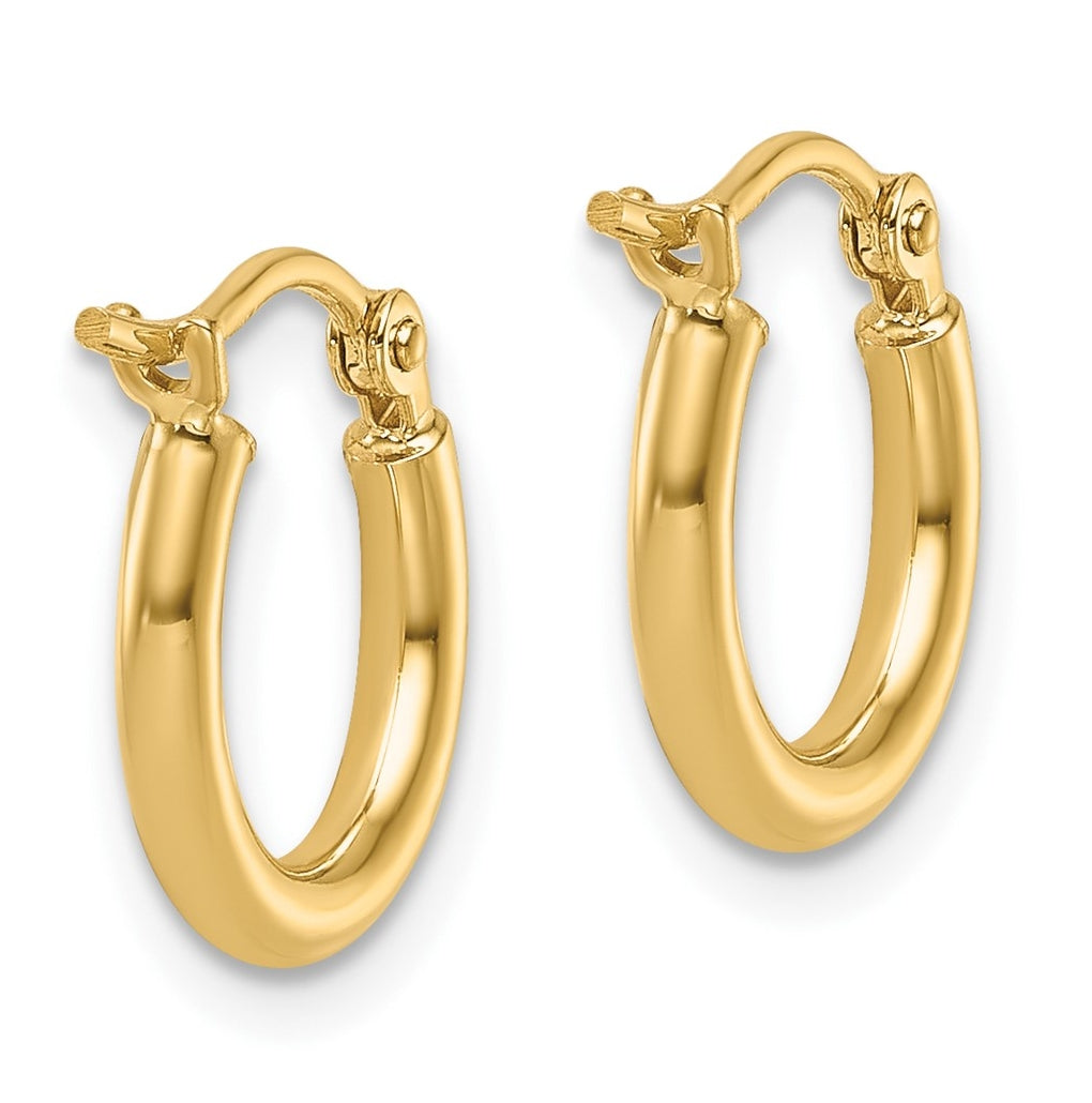 10k Yellow Gold 2x12mm Polished Hoop Earrings