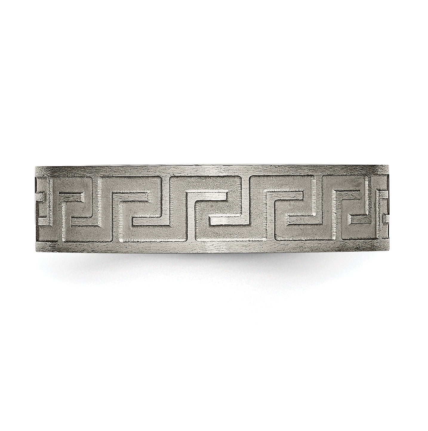 Titanium Greek Key 6mm Satin & Polished Band, Size 8.5