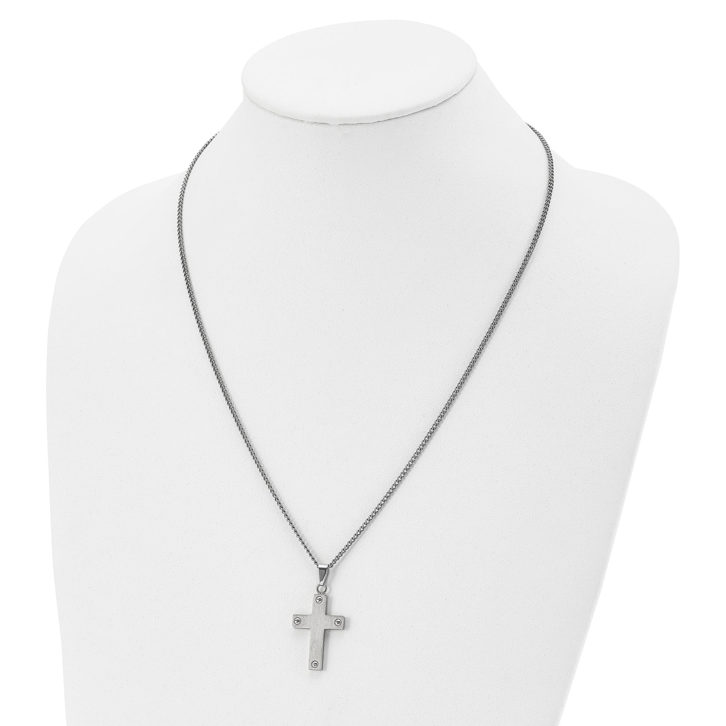 Chisel Titanium Brushed Cross 22 inch Necklace