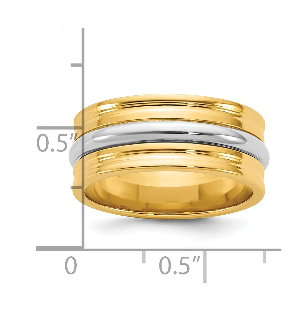 14k Two-Tone Yellow and White Gold Single Banded Wedding Band
