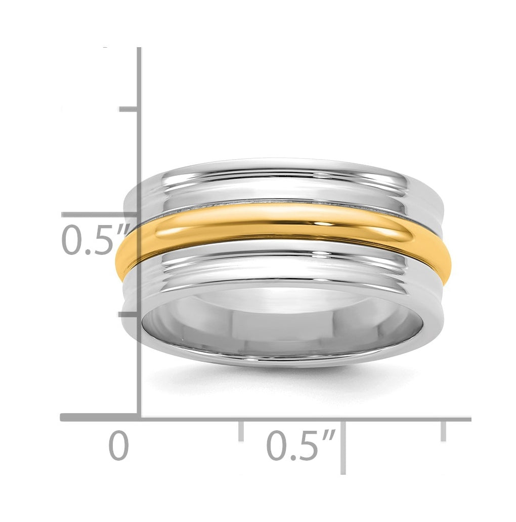14k Two-Tone White and Yellow Gold Single Banded Wedding Band