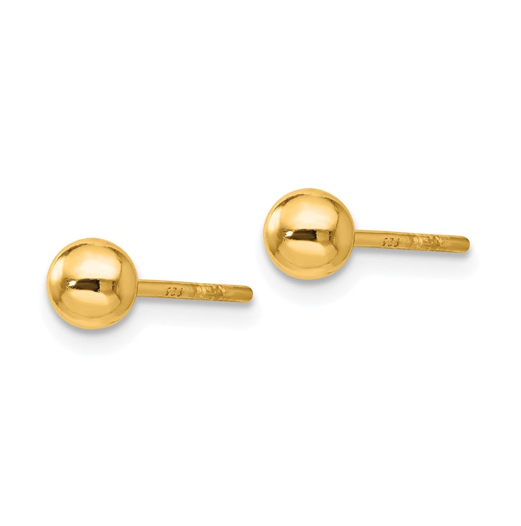 Sterling Silver Gold-plated Polished Ball Post Earrings