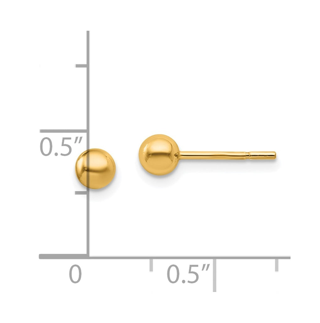 Sterling Silver Gold-plated Polished Ball Post Earrings