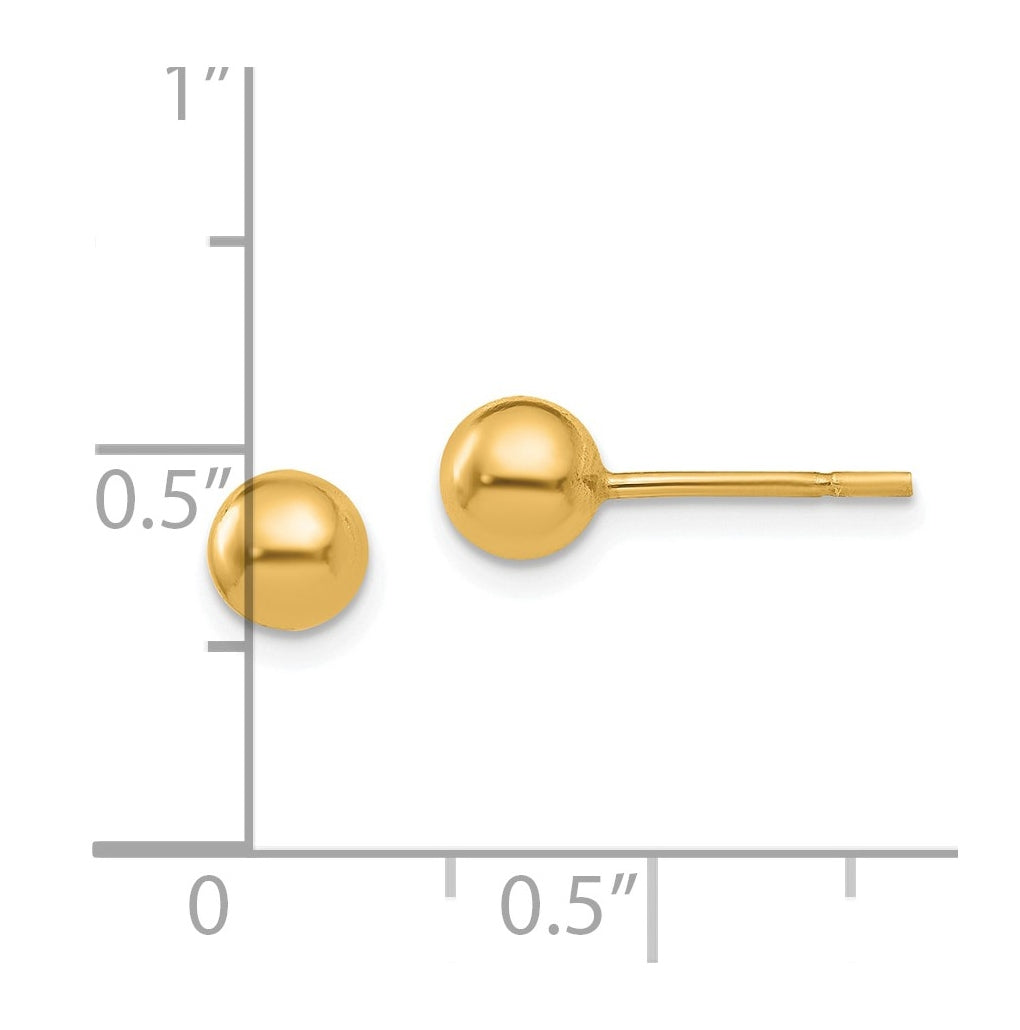 Sterling Silver Gold-plated Polished Ball Post Earrings