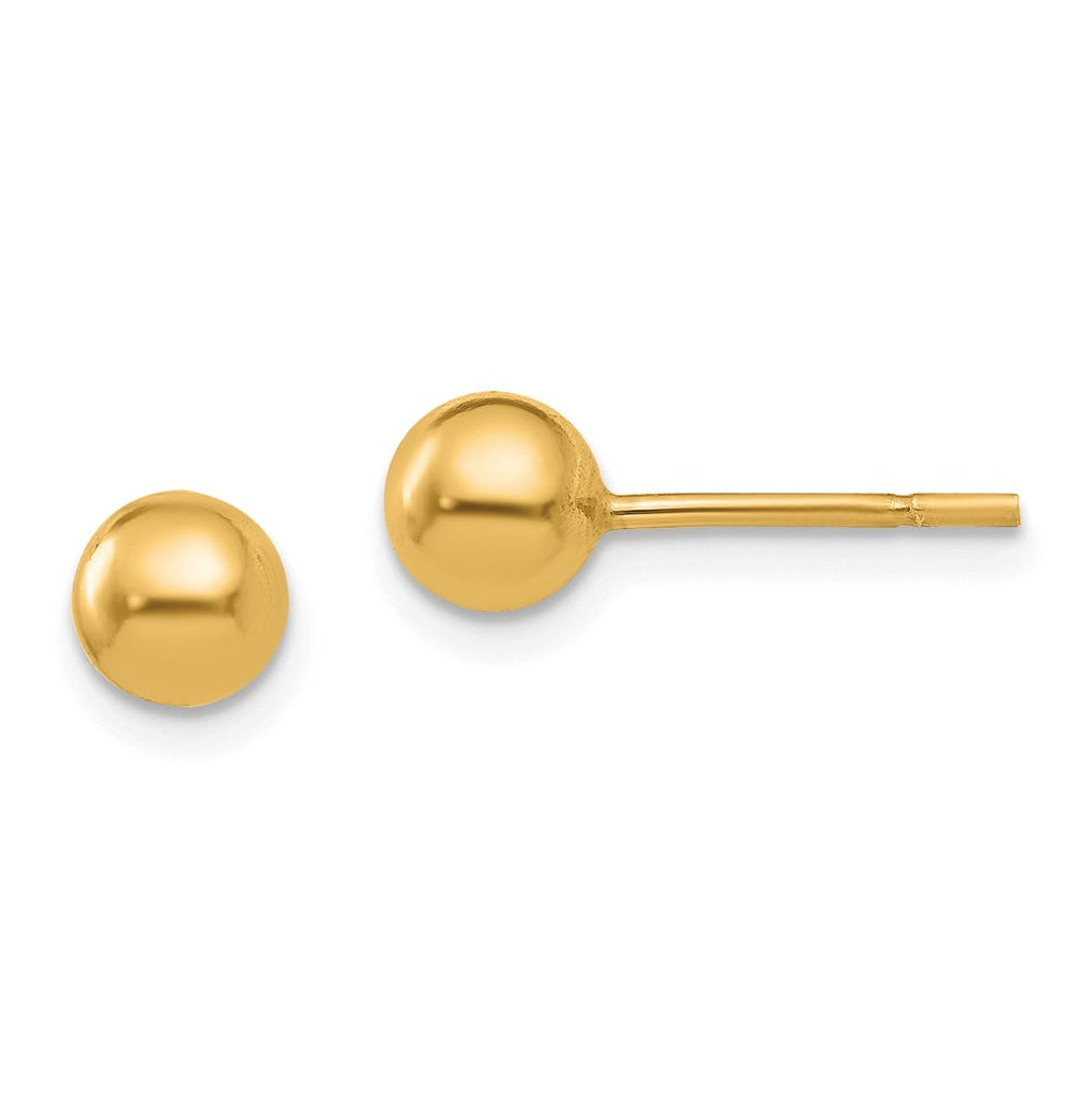 Sterling Silver Gold-plated Polished Ball Post Earrings
