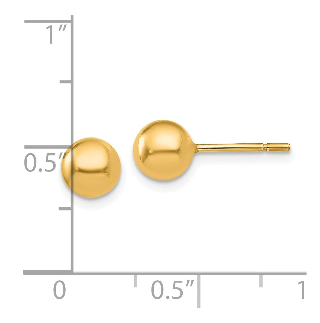 Sterling Silver Gold-plated Polished Ball Post Earrings