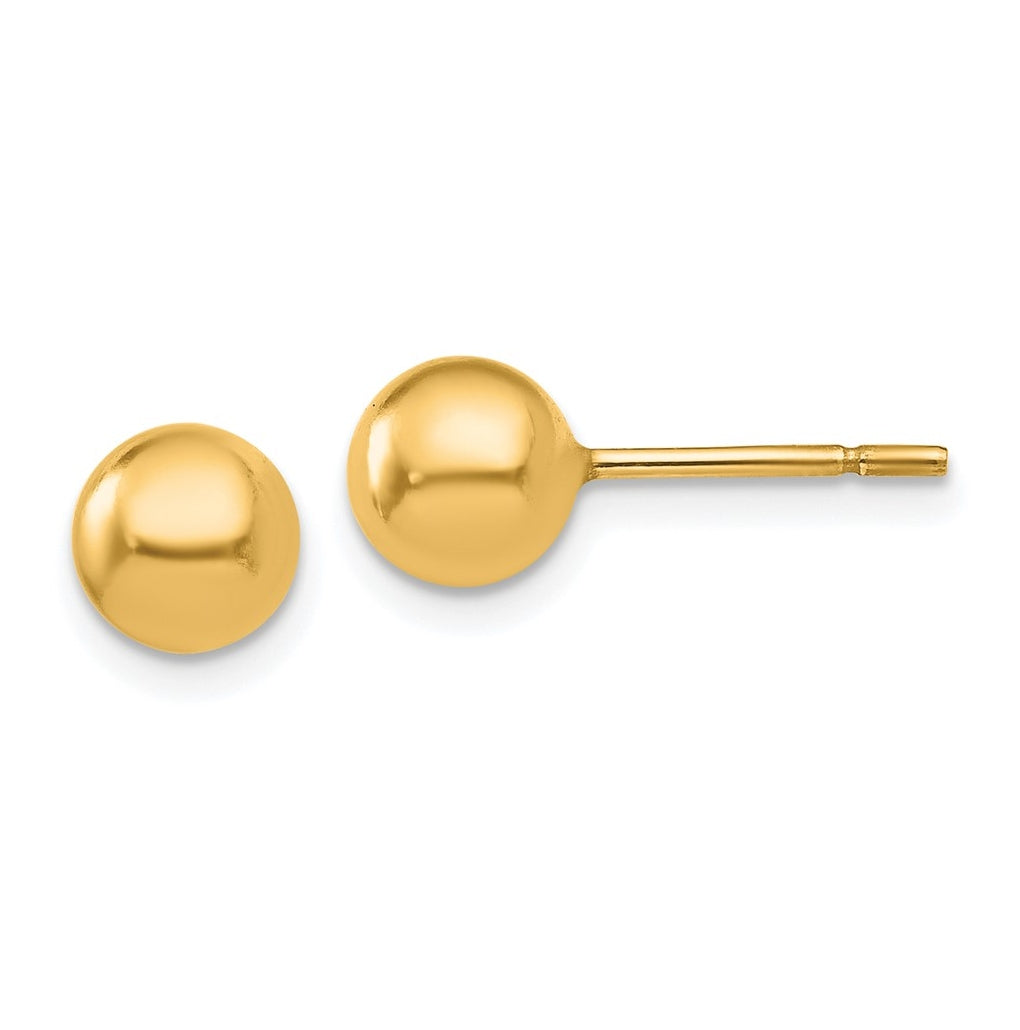 Sterling Silver Gold-plated Polished Ball Post Earrings
