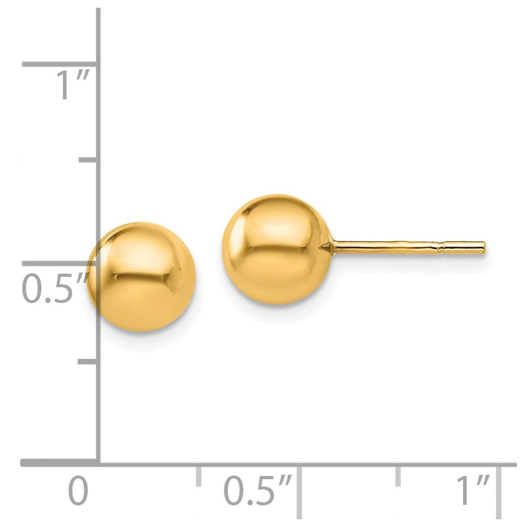 Sterling Silver Gold-plated Polished Ball Post Earrings