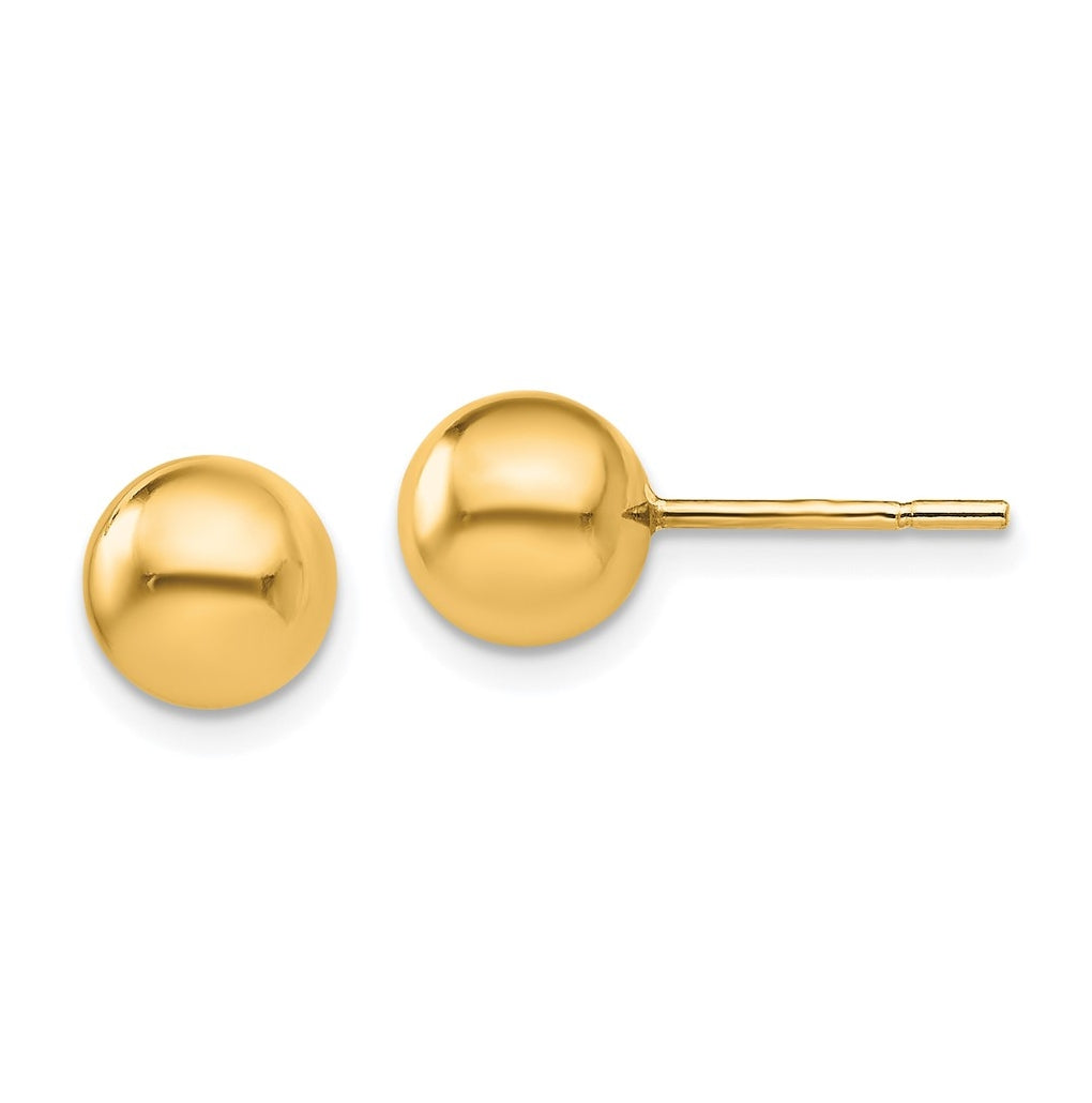 Sterling Silver Gold-plated Polished Ball Post Earrings
