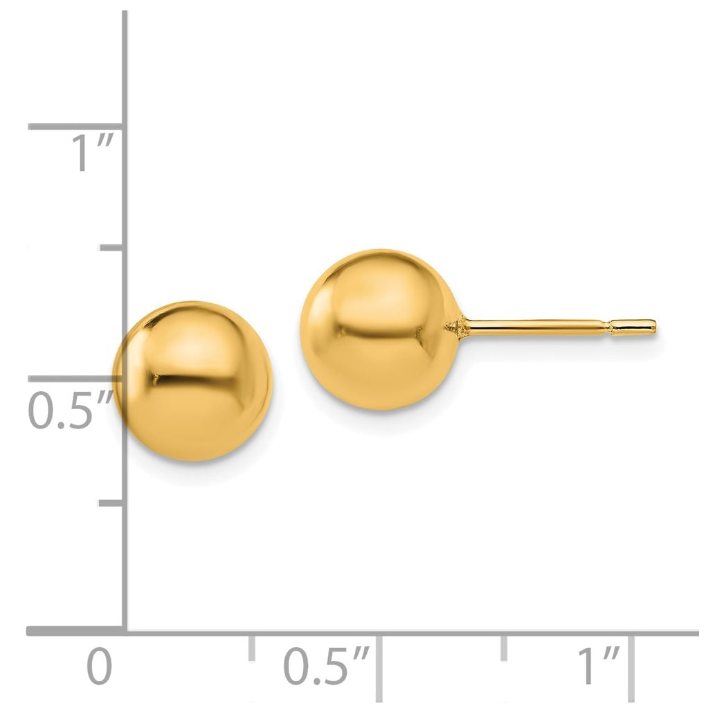 Sterling Silver Gold-plated Polished Ball Post Earrings