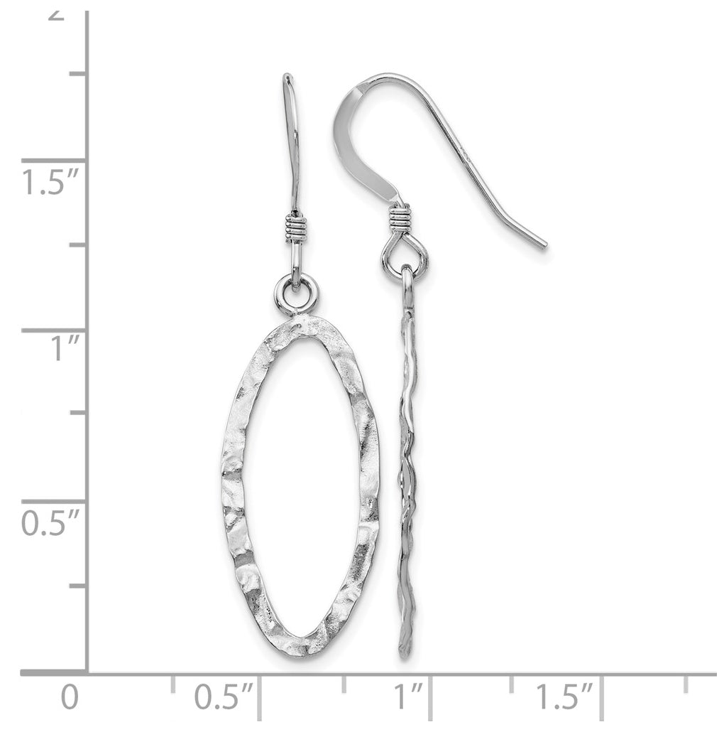 Leslie's Sterling Silver Rhodium-plated Diamond Cut Shepherd Hook Dangle Earrings – Elegant Jewelry Gift for Birthday, Anniversary, Engagement, Wedding