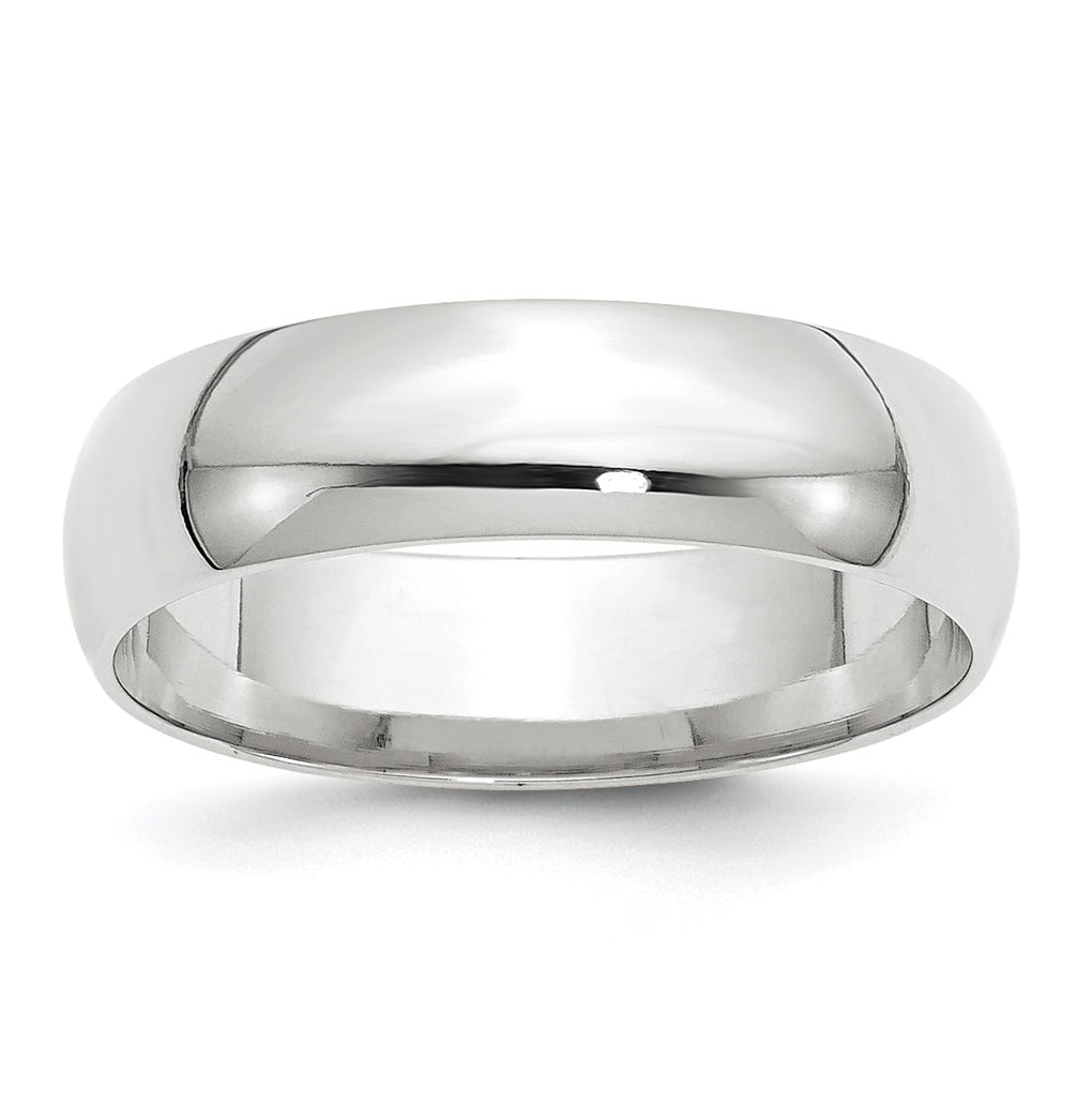 10k White Gold 6mm Lightweight Comfort Fit Wedding Band Size 5