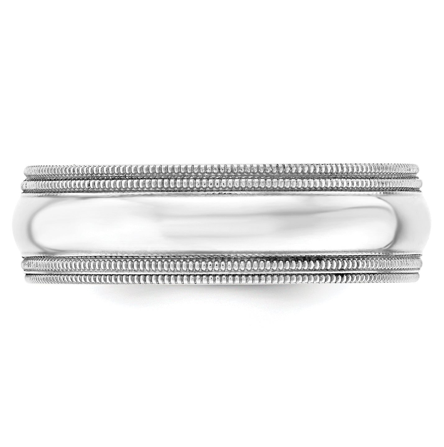 10k White Gold 7mm Double Milgrain Comfort Fit Wedding Band Size 4.5