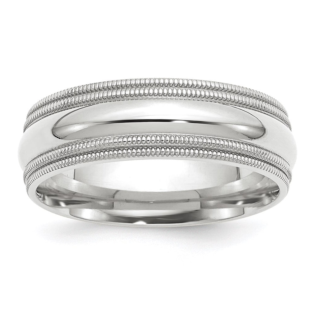 10k Yellow Or White Gold Double Milgrain Comfort Fit Wedding Band