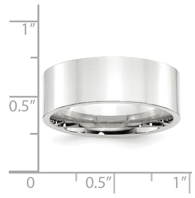 10k White Gold 8mm Standard Weight Flat Comfort Fit Wedding Band Size 5