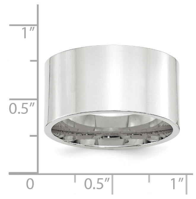 10k White Gold 12mm Standard Weight Flat Comfort Fit Wedding Band Size 5.5
