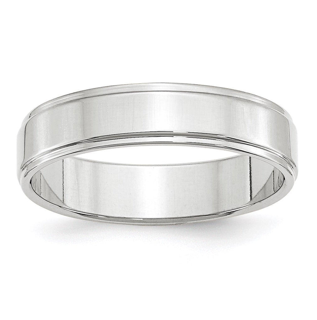 14k Yellow Or White Gold Flat with Step Edge Wedding Band