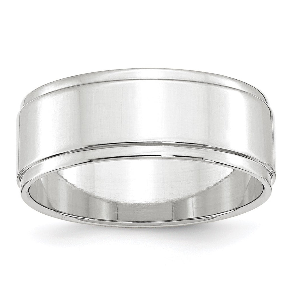14k Yellow Or White Gold Flat with Step Edge Wedding Band