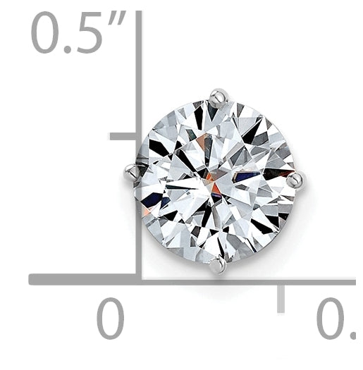 14K White Gold 1.5ct. 7.5mm Round D E F Pure Light Moissanite Solitaire Chain Slide