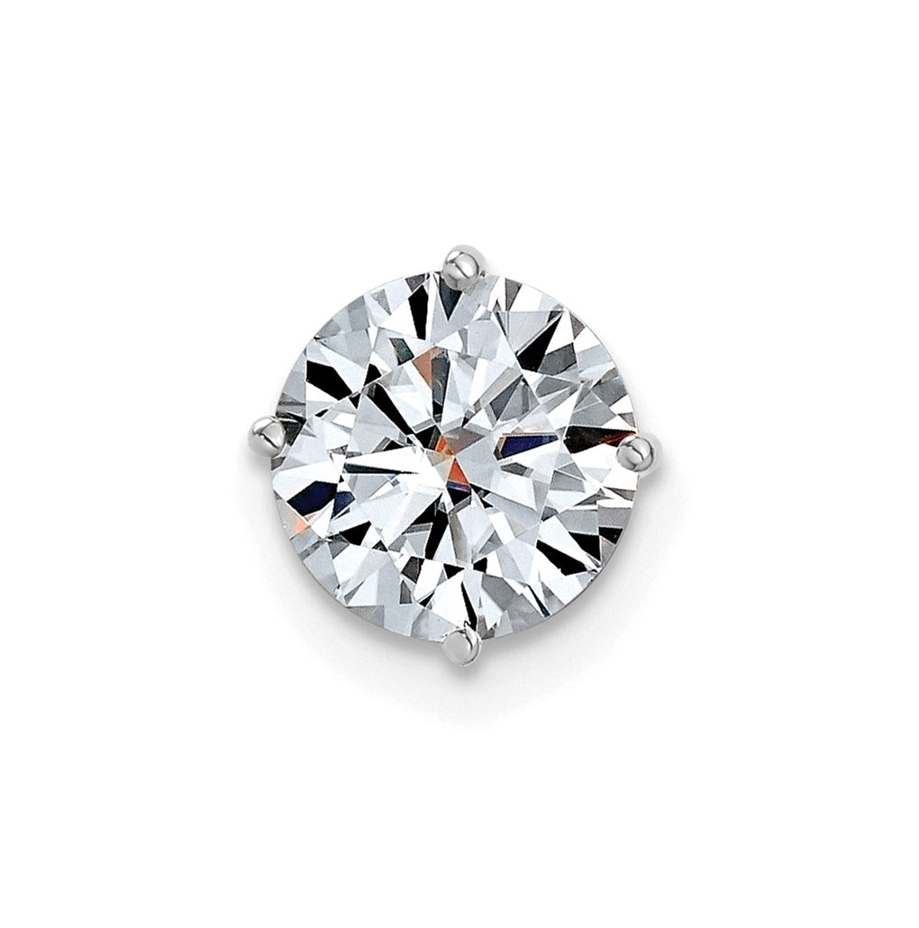 14K White Gold 1.5ct. 7.5mm Round G H I True Light Moissanite Solitaire Chain Slide