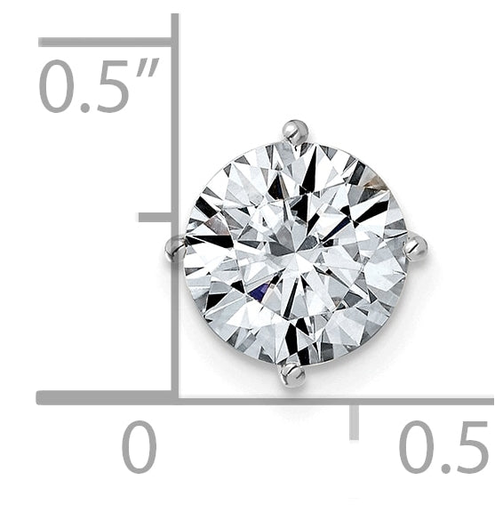 14K White Gold 2ct. 8.0mm Round D E F Pure Light Moissanite Solitaire Chain Slide