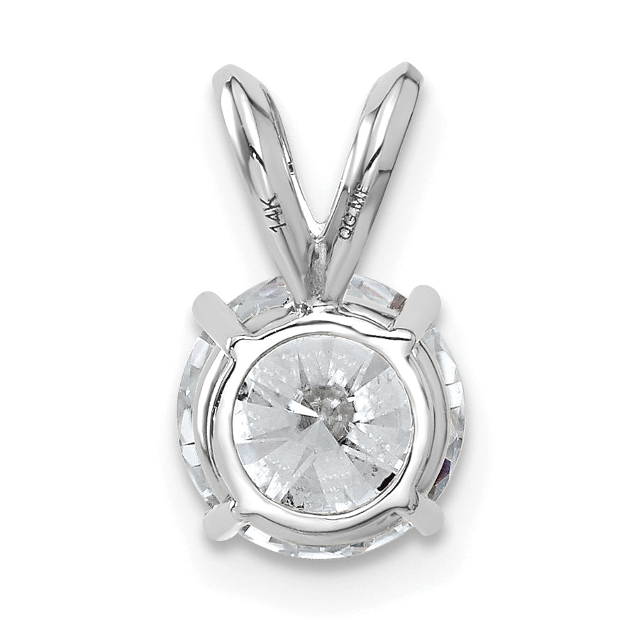 14K White Gold 1.50ct. 7.5mm Round D E F Pure Light Moissanite Solitaire Pendant