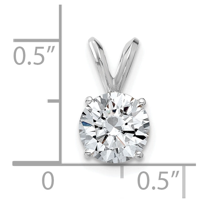 14K White Gold 1.50ct. 7.5mm Round D E F Pure Light Moissanite Solitaire Pendant
