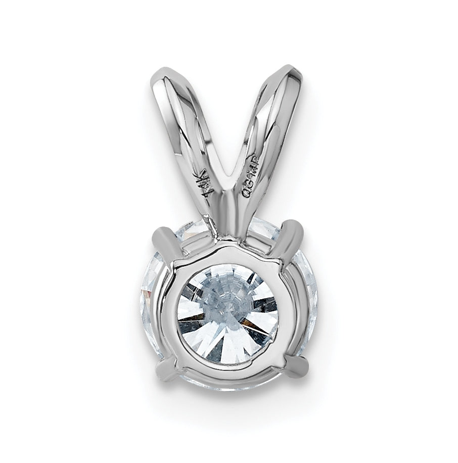 14K White Gold 2ct. 8.0mm Round G H I True Light Moissanite Solitaire Pendant
