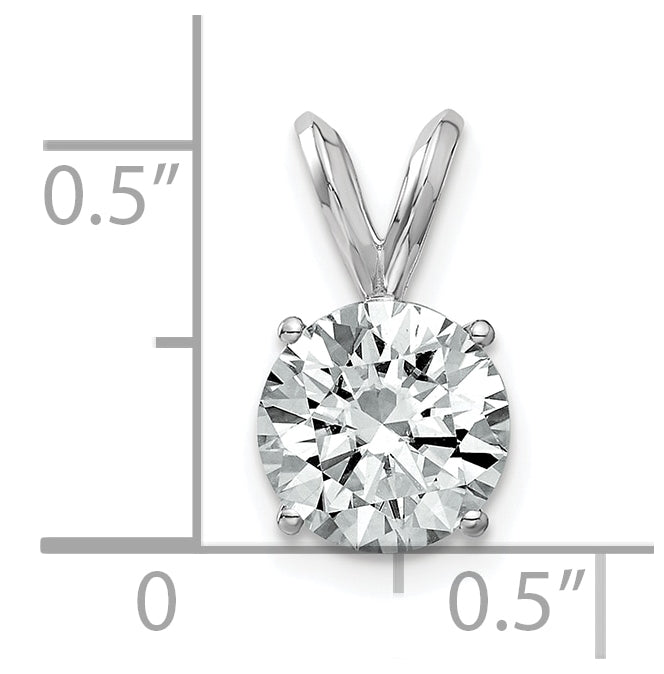 14K White Gold 2ct. 8.0mm Round D E F Pure Light Moissanite Solitaire Pendant