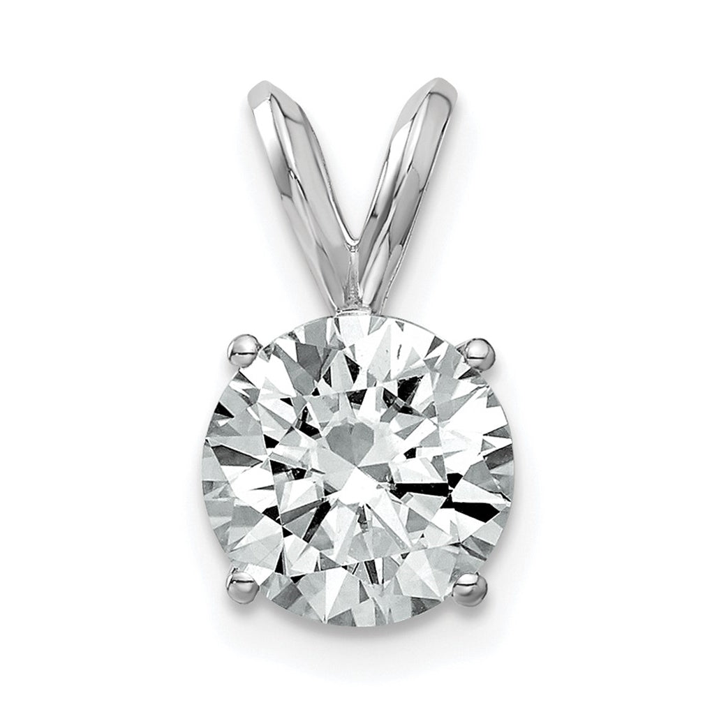 14K White Gold 2ct. 8.0mm Round G H I True Light Moissanite Solitaire Pendant