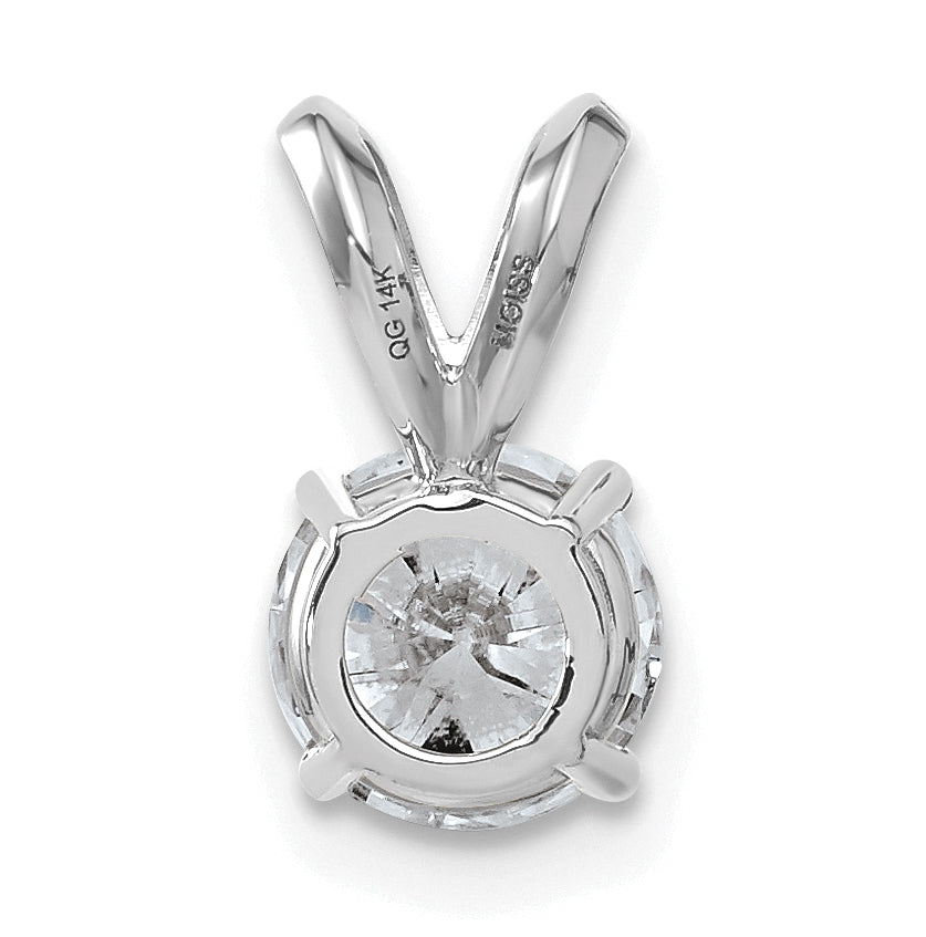14K White Gold 1ct. 6.5mm Round D E F Pure Light Moissanite Solitaire Pendant