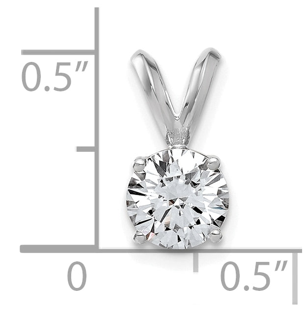 14K White Gold 1ct. 6.5mm Round D E F Pure Light Moissanite Solitaire Pendant