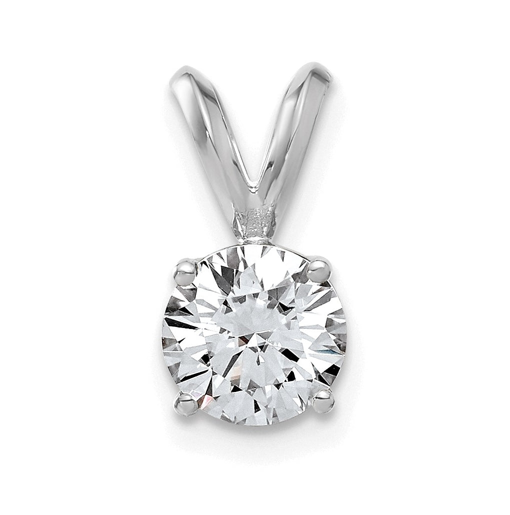 14K White Gold 1ct. 6.5mm Round D E F Pure Light Moissanite Solitaire Pendant