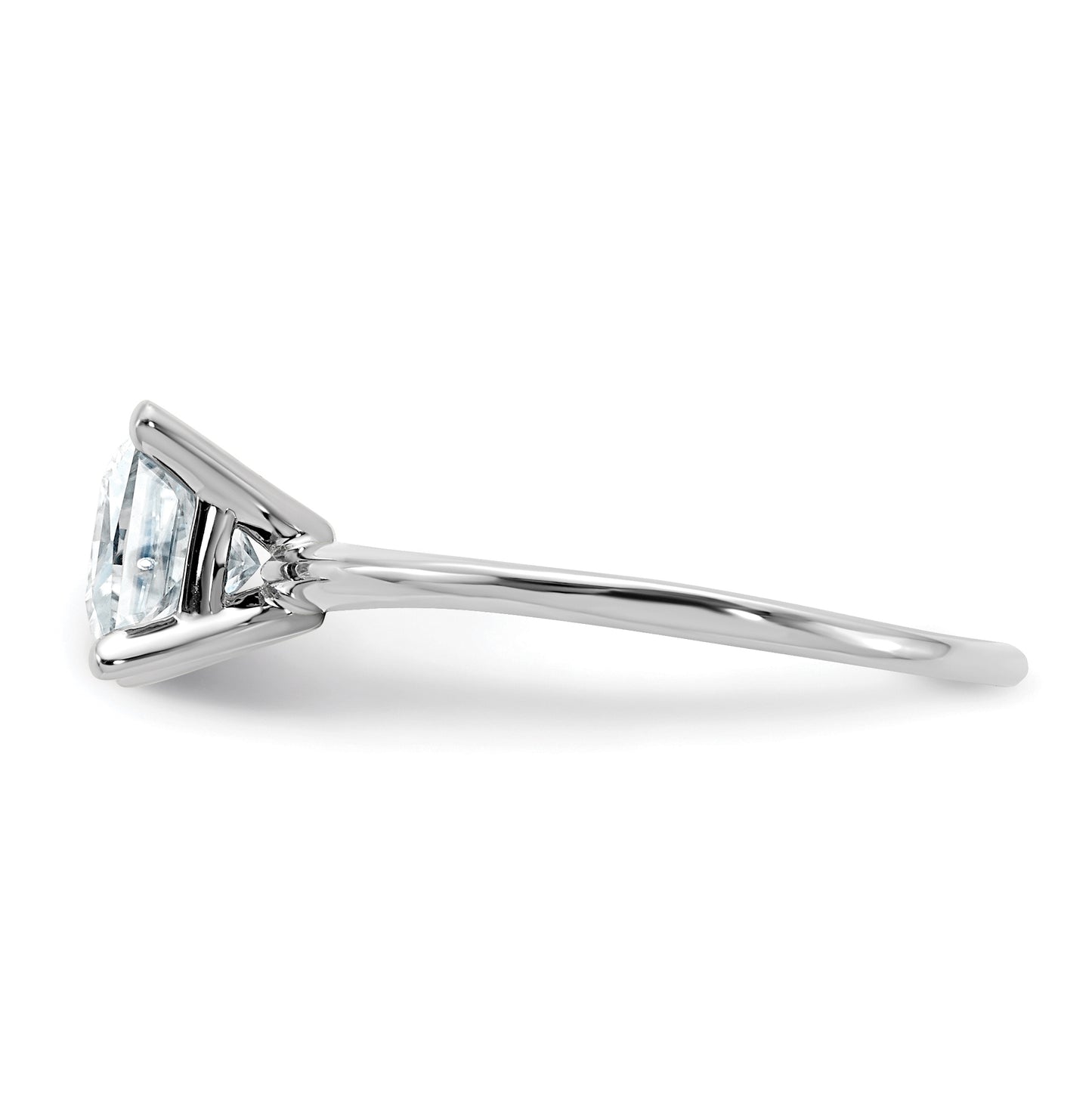 14K White Gold 1ct. D E F Pure Light Princess Moissanite Solitaire Ring, Size 8