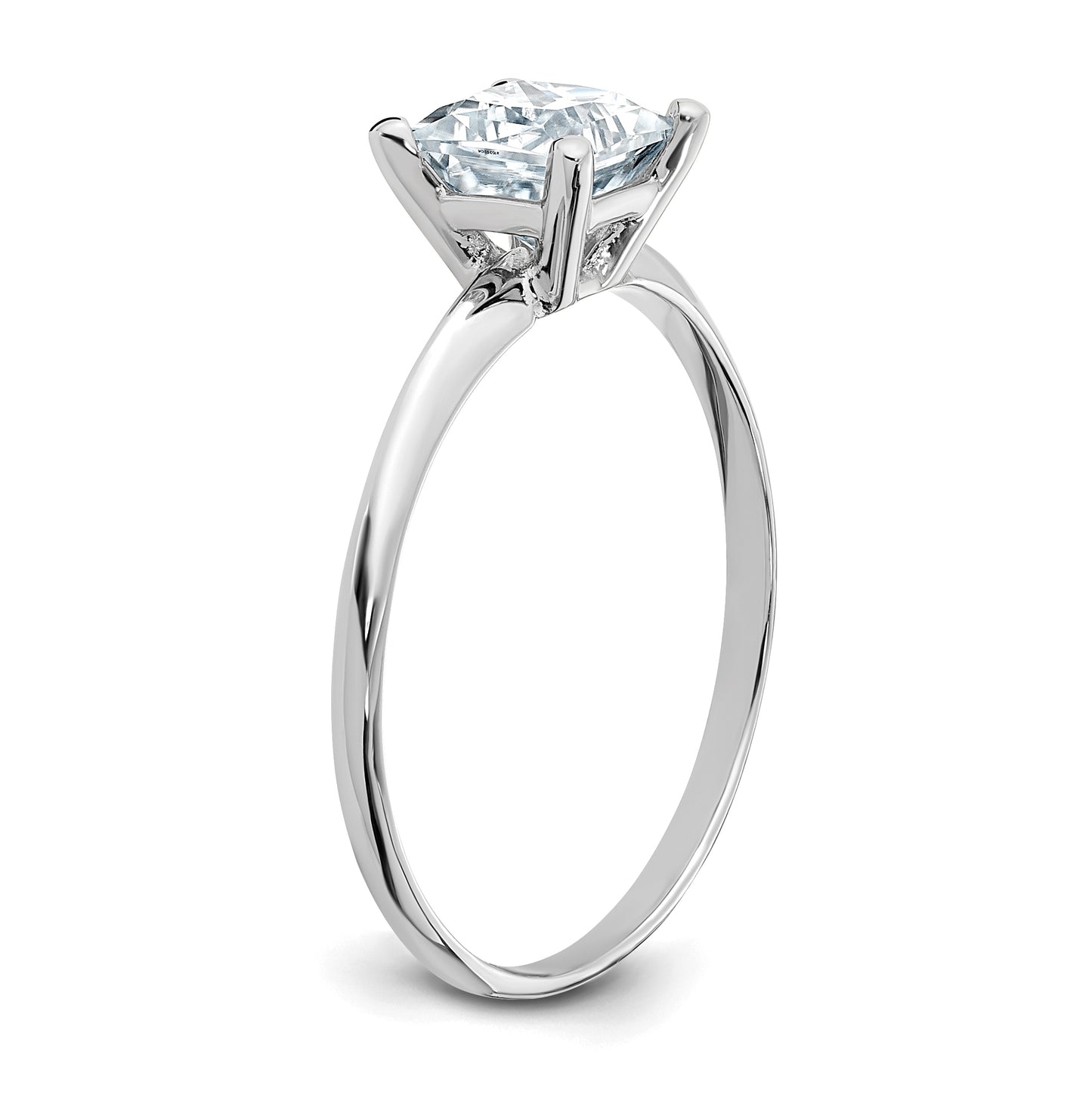 14K White Gold 1ct. D E F Pure Light Princess Moissanite Solitaire Ring, Size 8
