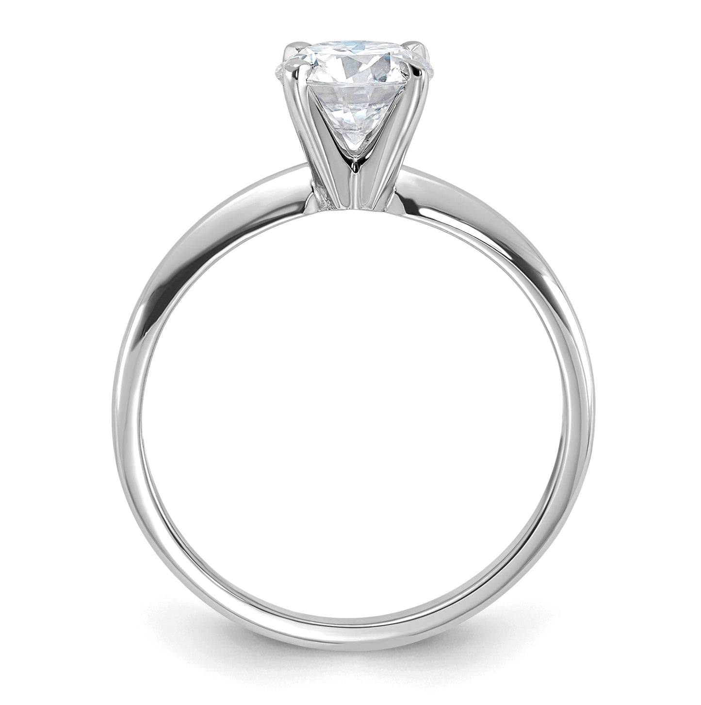 14K White Gold 1ct. D E F Pure Light Round Moissanite Solitaire Ring, Size 6