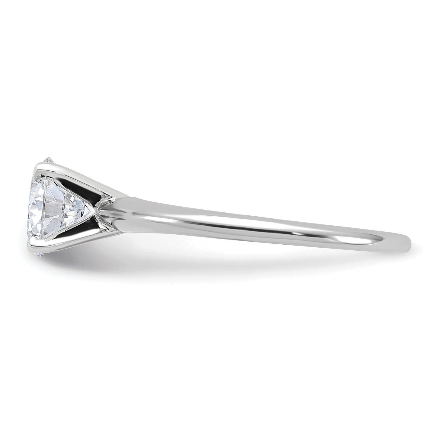 14K White Gold 1ct. D E F Pure Light Round Moissanite Solitaire Ring, Size 9