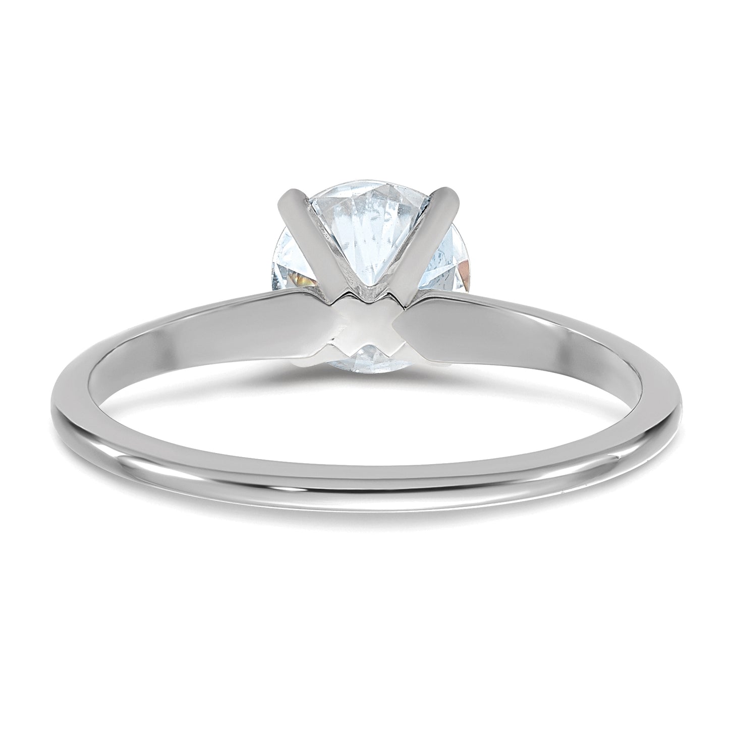 14K White Gold 1ct. D E F Pure Light Round Moissanite Solitaire Ring, Size 7
