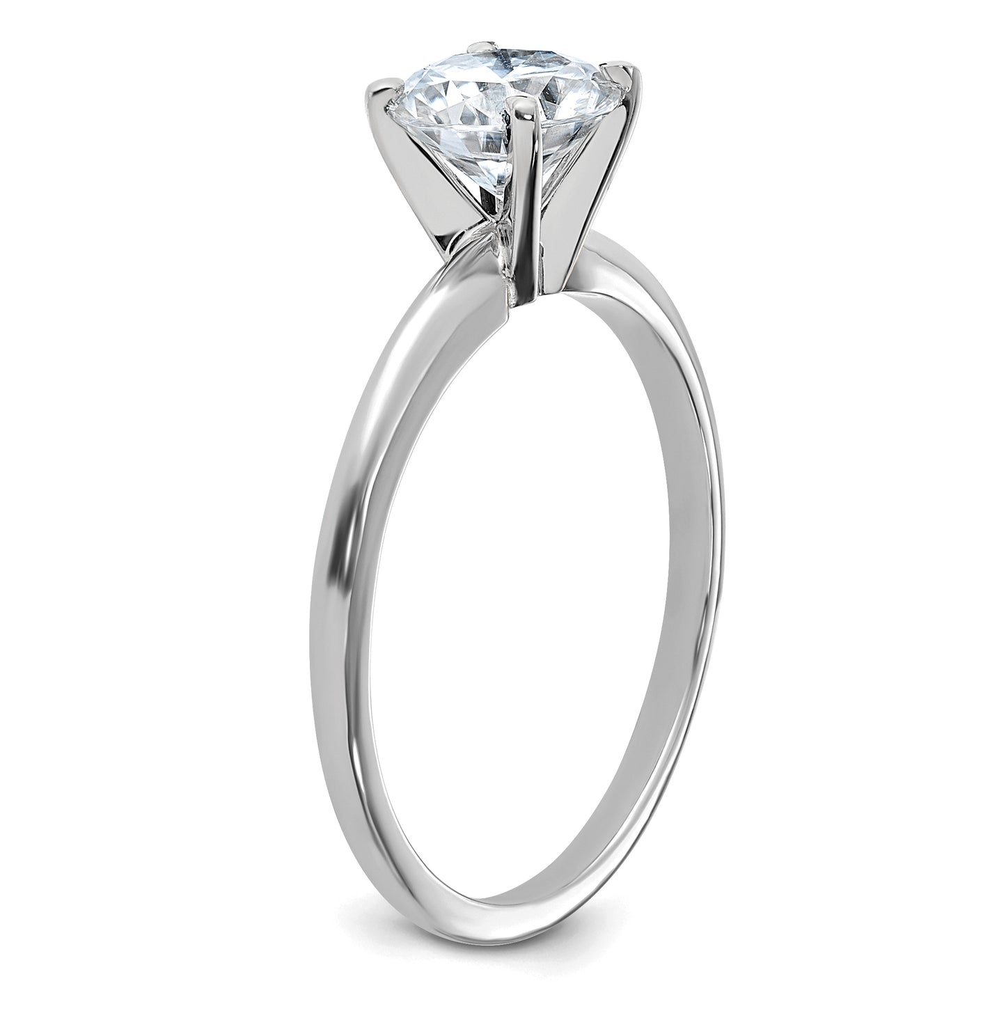 14K White Gold 1ct. D E F Pure Light Round Moissanite Solitaire Ring, Size 9