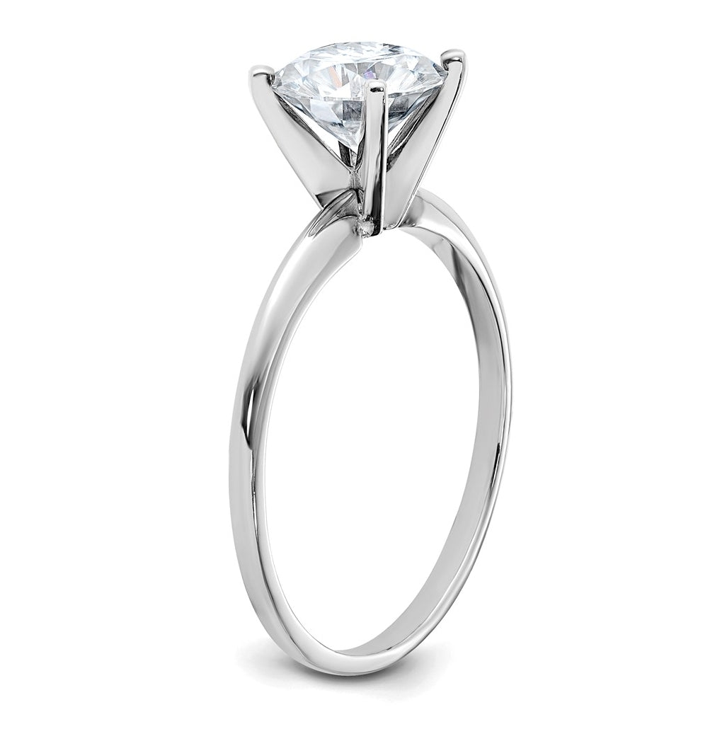 14k White Gold 1 3/4 carat Lab Grown Diamond VS/SI+ G+ Round Complete Solitaire Engagement Ring